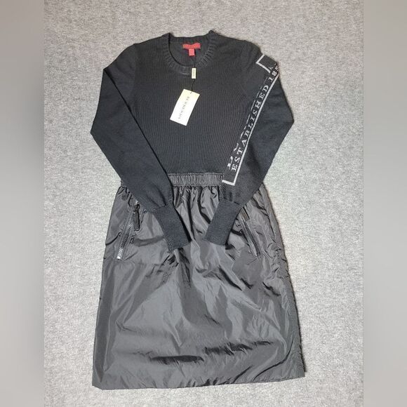 Vintage Burberry Women's Size S Black Knit Blend Long Sleeve Mini Dress Rare - Picture 1 of 16